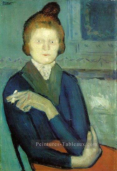 Femme à la cigarette 1901 Pablo Picasso Peintures à l'huile